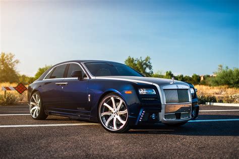 VIP Ride Steals Attention: Blue Rolls Royce Ghost Wearing Chrome Grille — CARiD.com Gallery