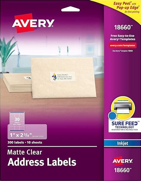 Amazon.com : Avery 18660 18660 Clear Mailing Labels 300 Count : Address Labels : Office Products