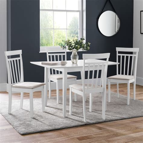 Dining Set Rufford White Dining Table and 4 Coast White Dining Chairs RUF013 Julian Bowen