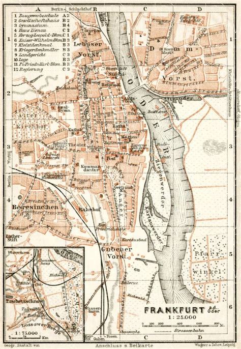 Old map of Frankfurt an der Oder in 1911. Buy vintage map replica ...