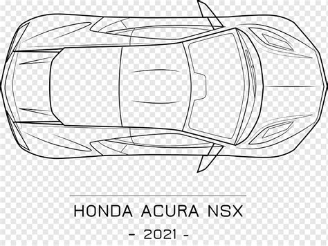 Honda acura nsx 2021 car outline black white top view, png | PNGWing