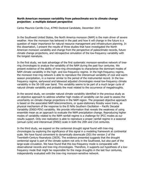 North American monsoon variability from paleoclimate era to climate