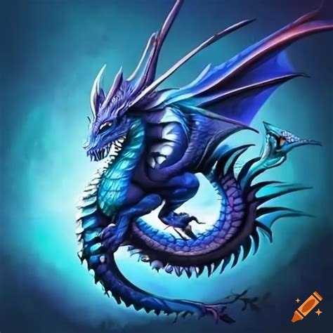 Blue dragon illustration on Craiyon