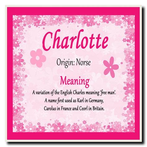 Charlotte Personalised Name Meaning Coaster - The Card Zoo