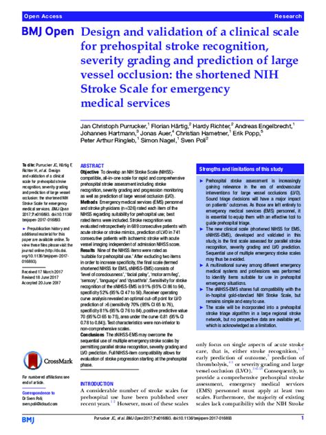 (PDF) Design and validation of a clinical scale for prehospital stroke recognition, severity ...