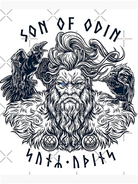 "Son of Odin Norse Futhark Runes Mythology Viking Allfather Odin Huginn ...