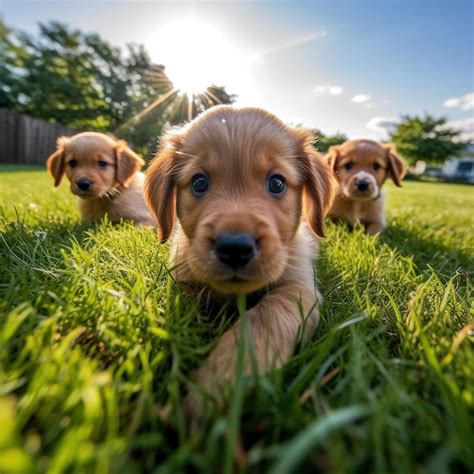 Premium AI Image | happy puppies playing together