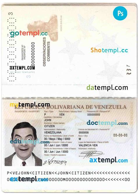 sample Venezuela passport template in PSD format, fully editable download by Axtempl - Issuu