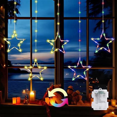 Quntis Christmas 60LED Star Lights - 8 Modes, Battery Operated, Indoor ...