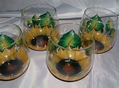 Hand Painted Stemless Wine Glass Sunflower | The stemless wi… | Flickr