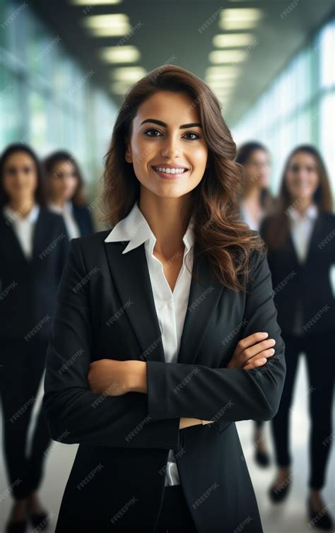 Premium AI Image | Portrait of cheerful business women in tailored Suit