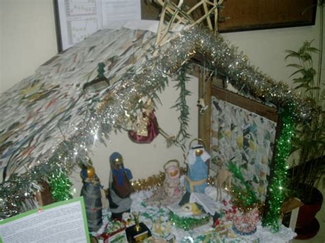 Mangers or Nativity Scene Displays Using Recycled Papers and Materials - Holidappy