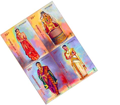 12-02-2023: Bridal Costumes of India Stamp (Set of 2 Stamps) - Buy Indian Stamps - Philacy