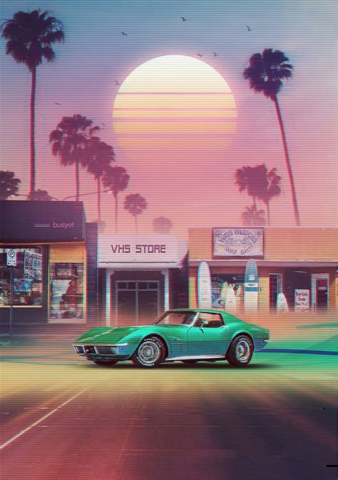 Synthwave Sunset Drive Photographic Print by dennybusyet | Retro art, Retro futurism, Glitch ...