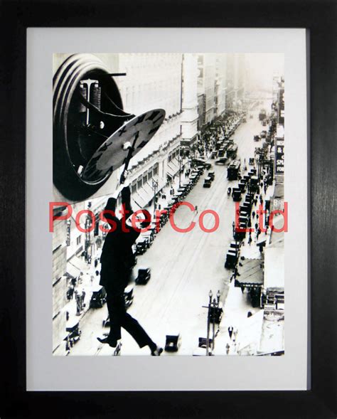 Harold Lloyd Clock scene from Safety Last! - Framed Picture 16"H x 12"W - Art Prints