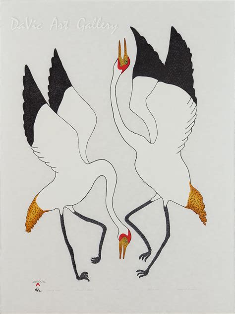 'Dancing Cranes' by Quvianaqtuk Pudlat - Cape Dorset 2020 Inuit Art