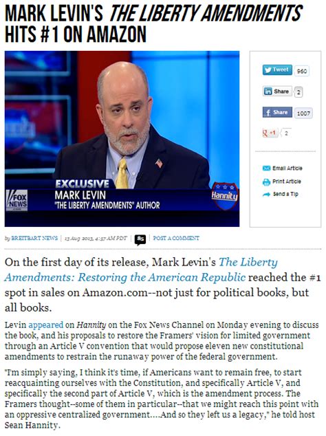 MARK LEVIN’S ‘LIBERTY AMENDMENTS TOPS CHARTS ON AMAZON FOR ALL BOOKS, NOT JUST POLITICAL ...