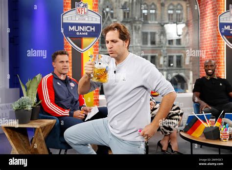 Peter Schrager is seen on the set of Good Morning Football in Munich ...