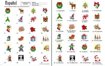 Spanish Christmas Vocabulary 24 Image IDs - Navidad by Sue Summers