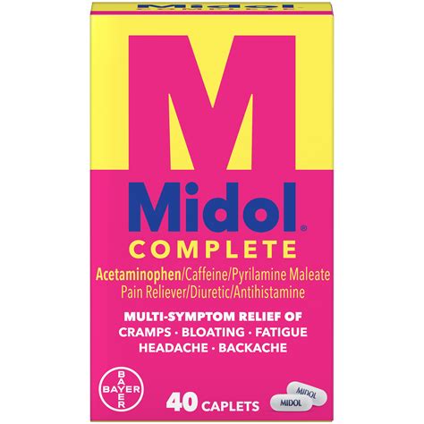 Midol Complete Menstrual Pain Relief Caplets with Acetaminophen, 40 ct - Walmart.com - Walmart.com