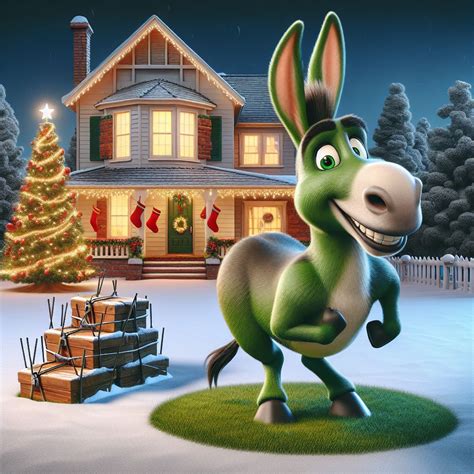 Festive Christmas Mischief: Cartoon Donkey Adventure | AI Art Generator | Easy-Peasy.AI