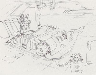 Lot # 141: Rebel Snowspeeder Sketch - Refueling in Hangar