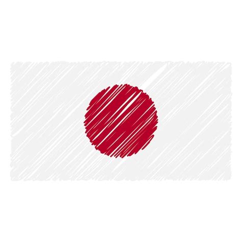 Bandera nacional dibujada a mano de japón aislada sobre un fondo blanco ilustración de estilo de ...