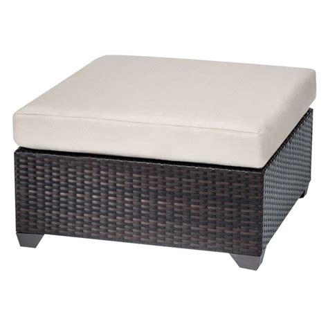 TK Classics Belle Wicker Outdoor Ottoman with 2 Cushion Covers ...