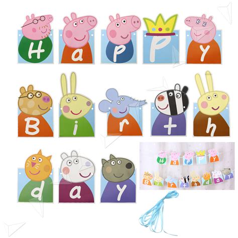 Kids Lovely PEPPA PIG Happy Birthday Banner Bunting Party Decoration ...