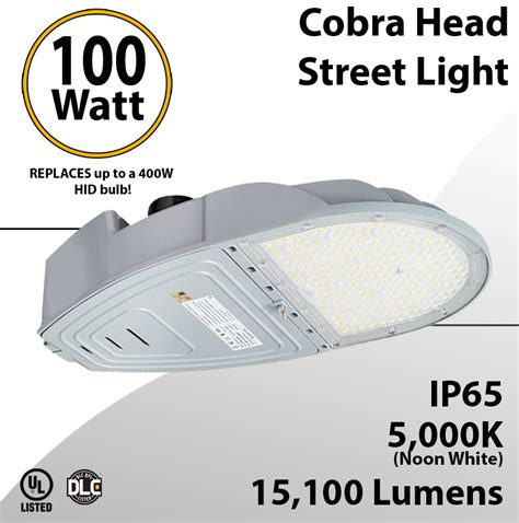 Cobra Head Street Light 100W 15100Lm 5000K UL IP65 DLC | LEDRadiant