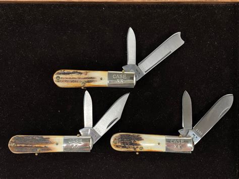 Lot - CASE XX STAG BARLOW 3 KNIFE SET, 1982 8 DOT SET