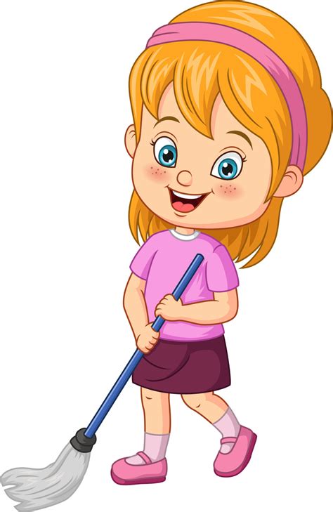 Cartoon little girl mopping the floor 5112605 Vector Art at Vecteezy