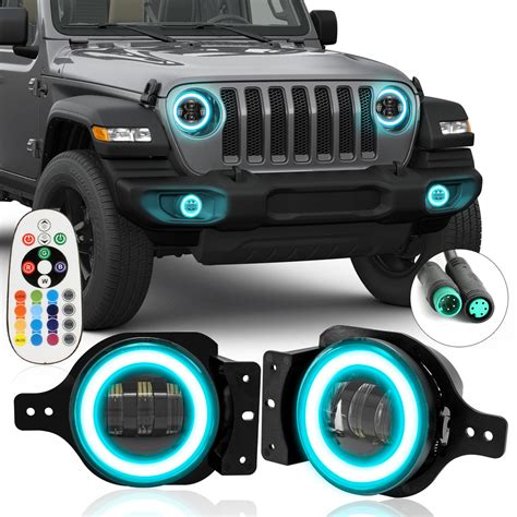 (2pcs/set) 4 inch RGBW LED Fog Lights For 2018-2021 Jeep Wrangler JL J – Sunpie