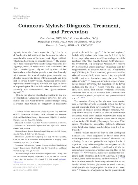 (PDF) Cutaneous Myiasis: Diagnosis, Treatment, and Prevention ...