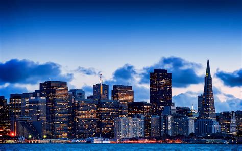 Wallpaper San Francisco, California, USA, city, bay, evening, sky ...