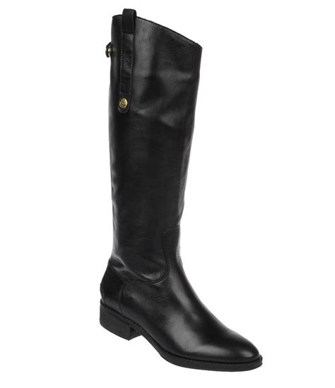 Sam Edelman Penny Wide Calf Leather Boots in Black Leather (Black ...