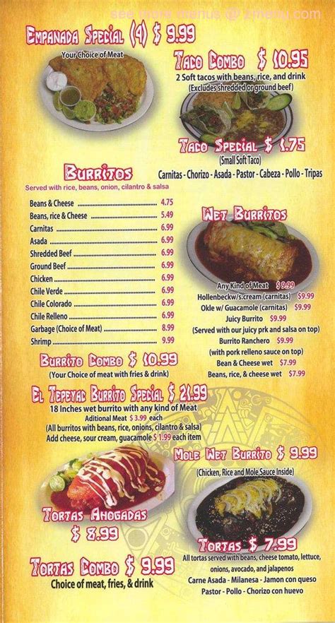 Online Menu of El Tepeyac Mexican Restaurant Restaurant, Redlands ...