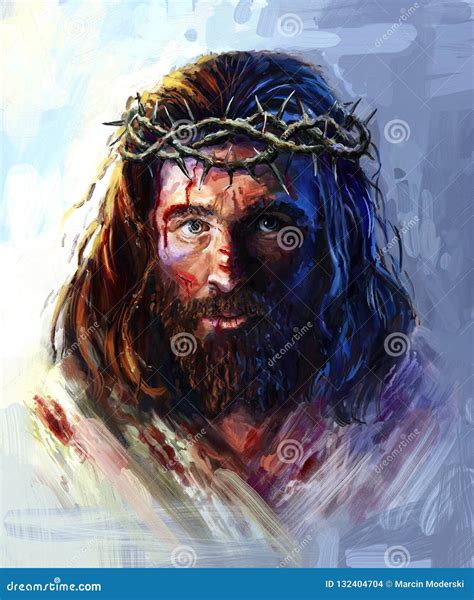 Jesus in the Crown of Thorns Stock Illustration - Illustration of ...
