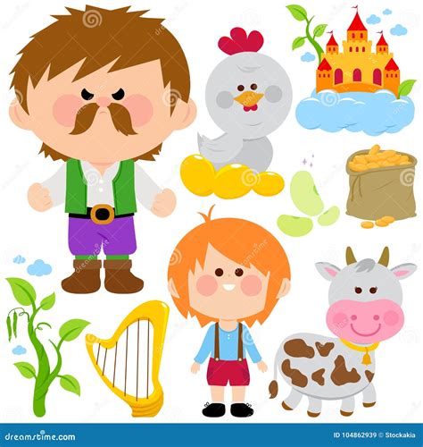 Jack and the Magic Beanstalk. Vector Illustration Collection. Stock ...