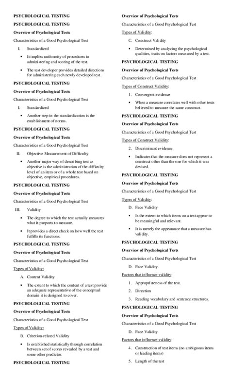 (PDF) PSYCHOLOGICAL TESTING - Kinds of Psychological Tests, Validity, and Reliability | Hannah ...