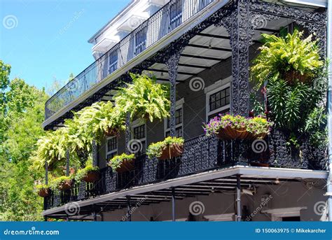 Balcony in french quarter stock image. Image of mansion - 150063975