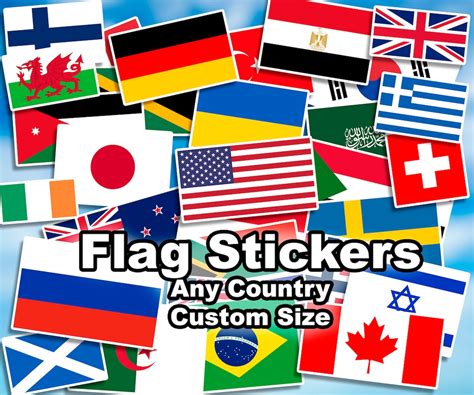 Flag Stickers Any Country, Custom Size Represent Your Nation Multiple Sizes Glossy Vinyl ...