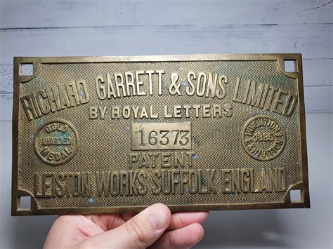 Antique Patent Plaque, Antique Brass Patent Sign England Suffolk, 1885 ...