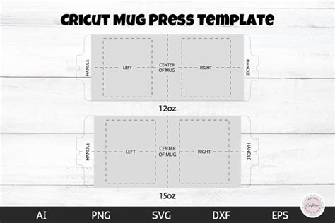 Cricut Mug Press Template 12oz and 15oz Mug Sizes