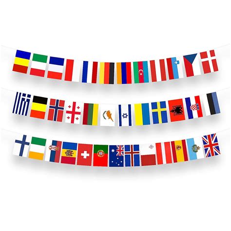 Eurovision Party Decorations Bunting Banner, European 37 Nation Flags ...