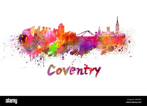 Coventry skyline in watercolor splatters Stock Photo - Alamy