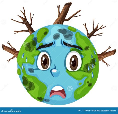 Pollution on Earth with Dirty Water and Deforestation Stock Illustration - Illustration of ...