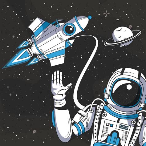 Astronaut in the space drawing cartoon 692802 Vector Art at Vecteezy