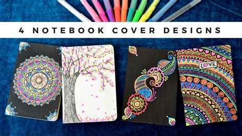 DIY 4 NOTEBOOK COVER IDEAS using GEL PENS - Easy & Quick I Notebook ...