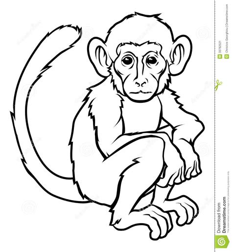 Monkey Line Drawing at GetDrawings.com | Free for personal use Monkey ...